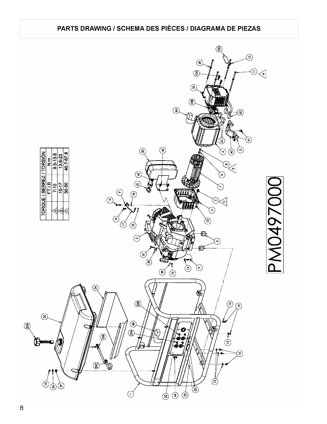 Powermate PM0497000 manual Parts Drawing / Schema DES Pièces / Diagrama DE Piezas 