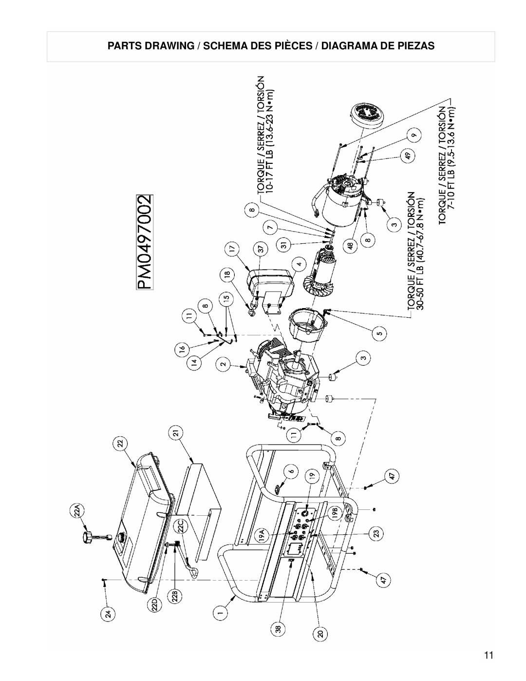 Powermate PM0497002 manual Parts Drawing / Schema DES Pièces / Diagrama DE Piezas 