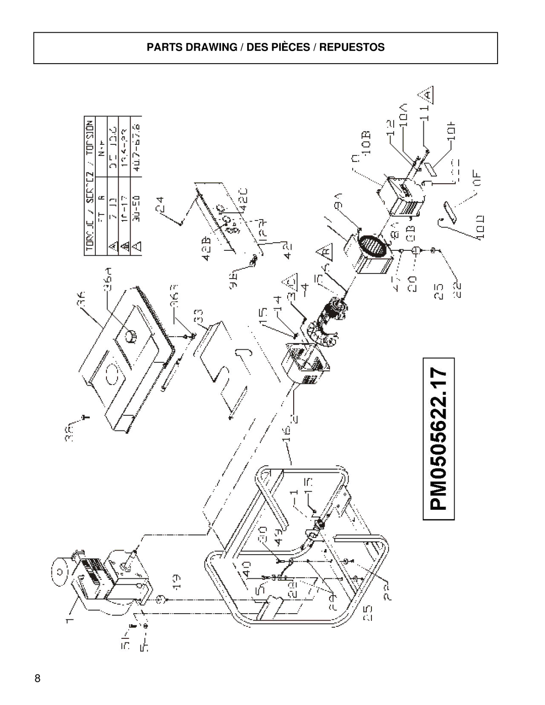 Powermate PM0505622.17 manual Parts Drawing / DES Pièces / Repuestos 