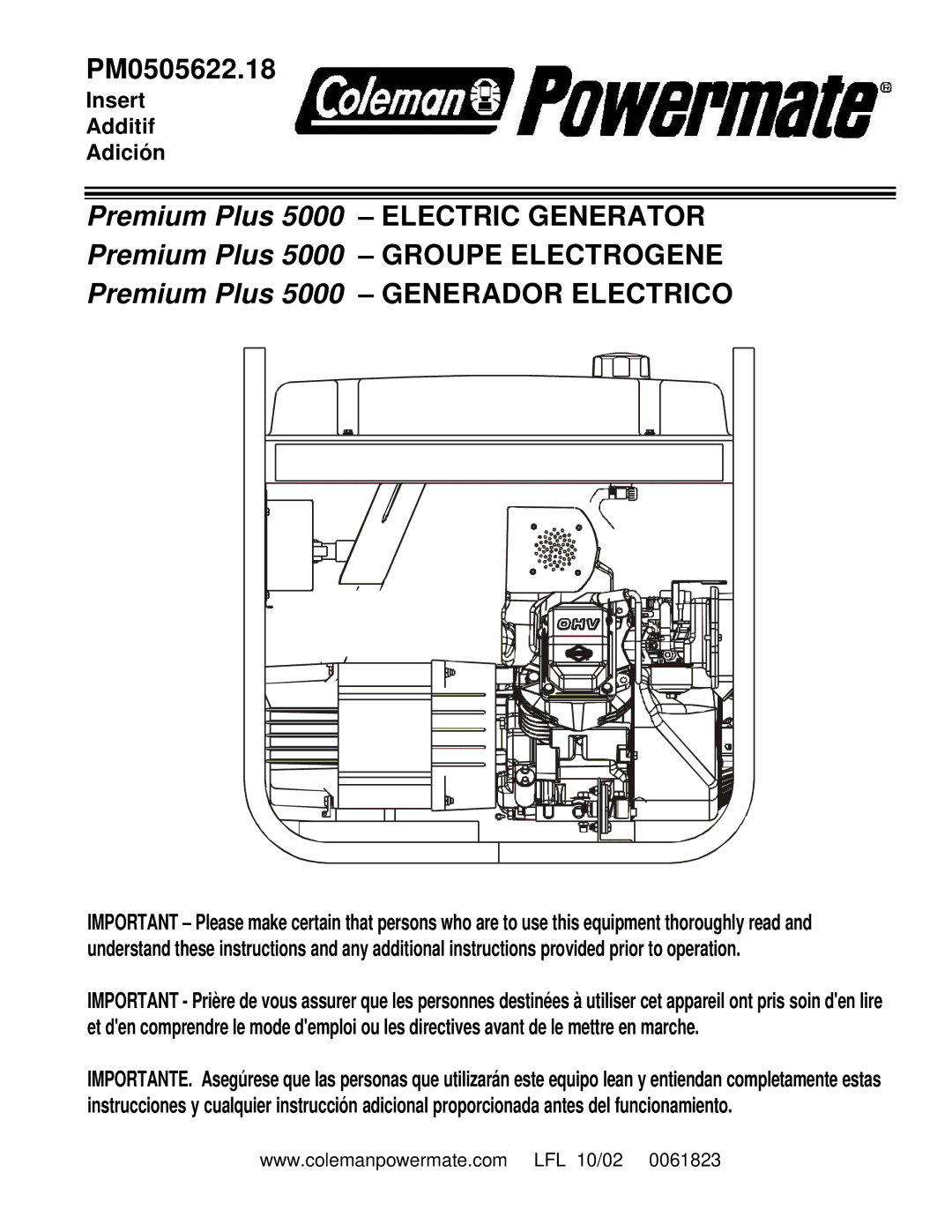 Powermate PM0505622.18 manual 