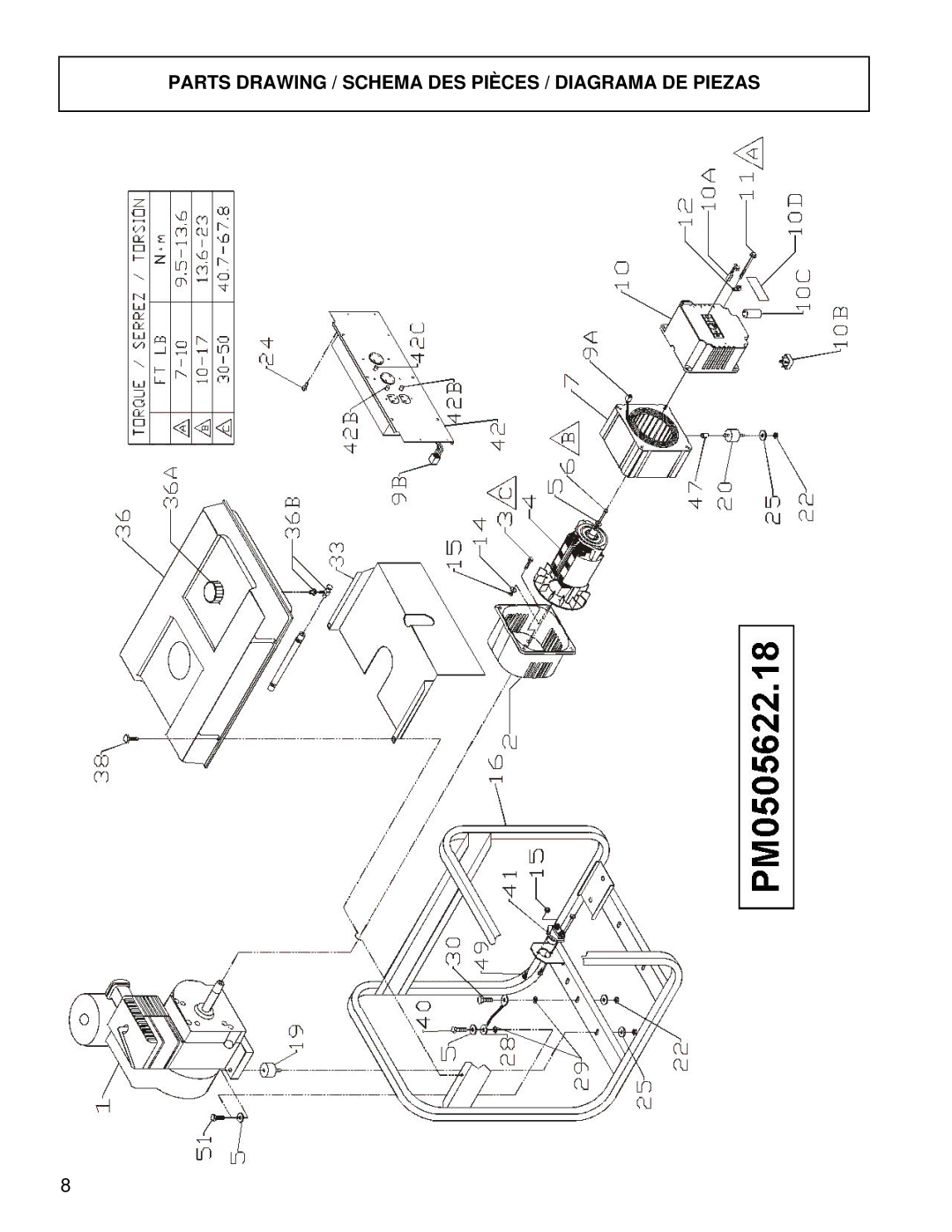 Powermate PM0505622.18 manual Parts Drawing / Schema DES Pièces / Diagrama DE Piezas 