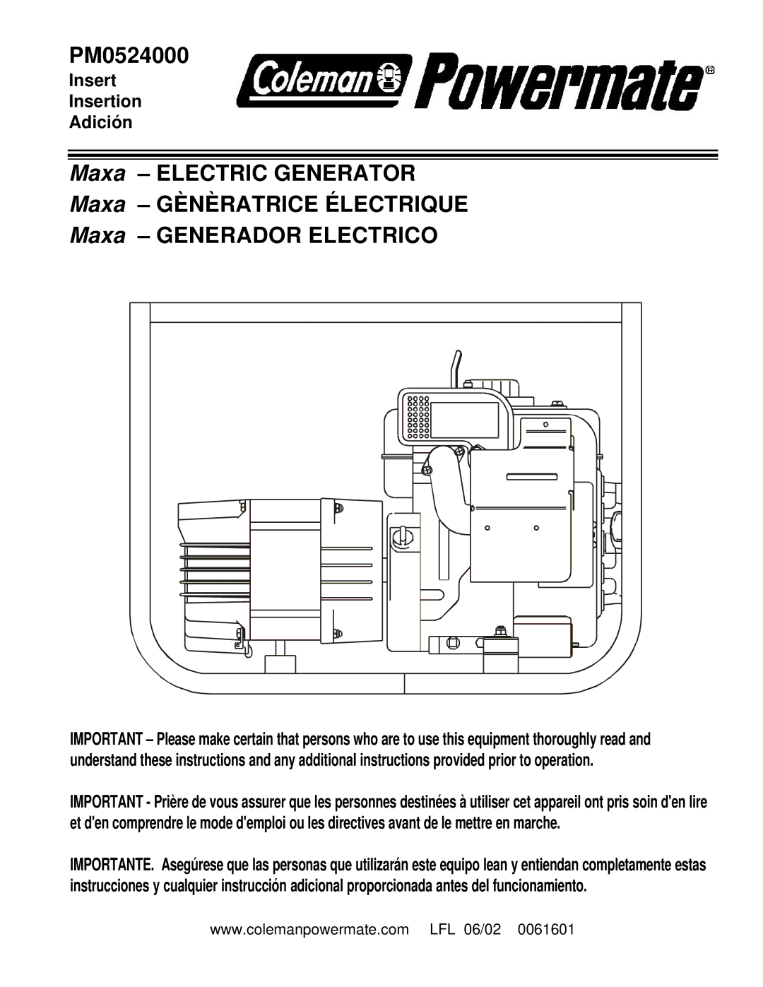 Powermate PM0524000 manual 