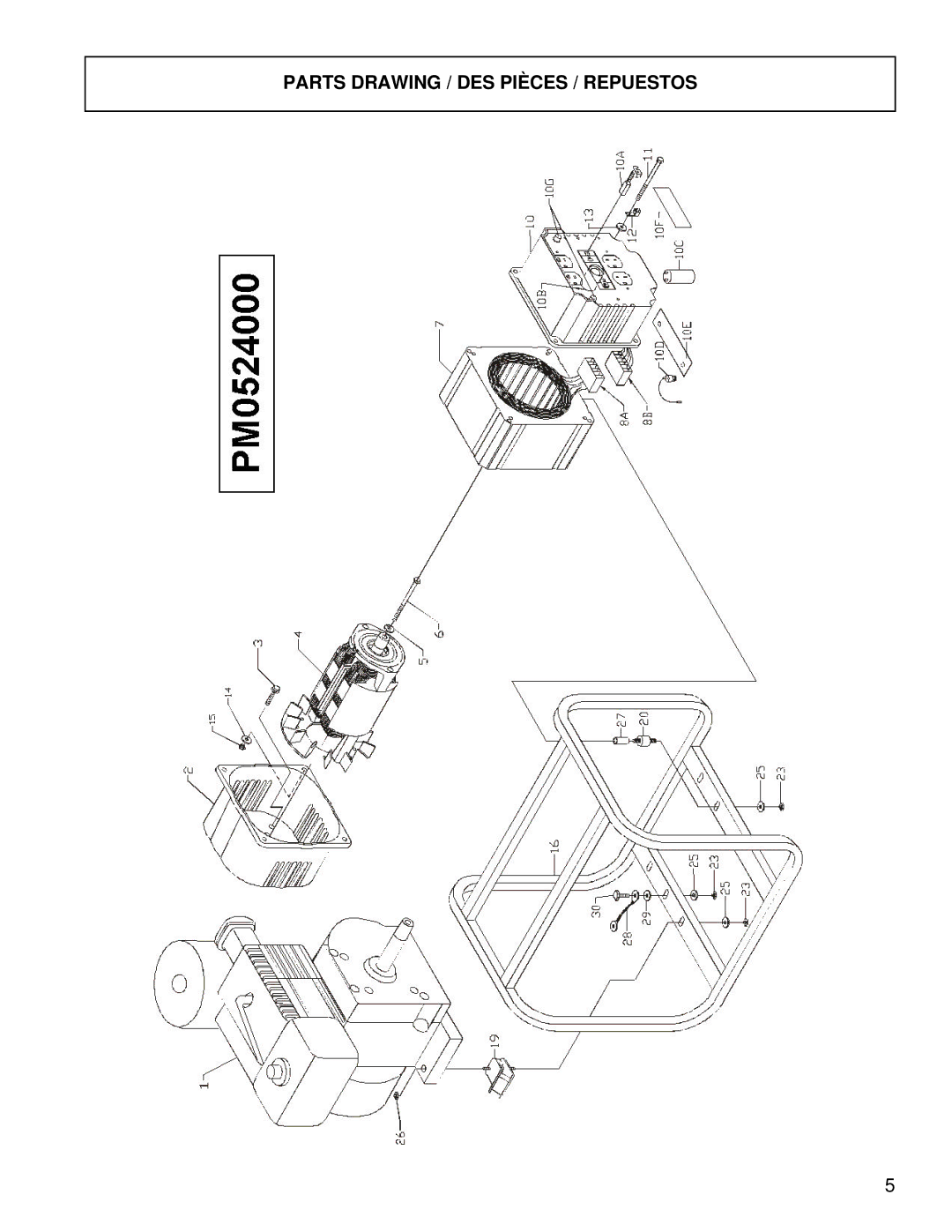 Powermate PM0524000 manual Parts Drawing / DES Pièces / Repuestos 