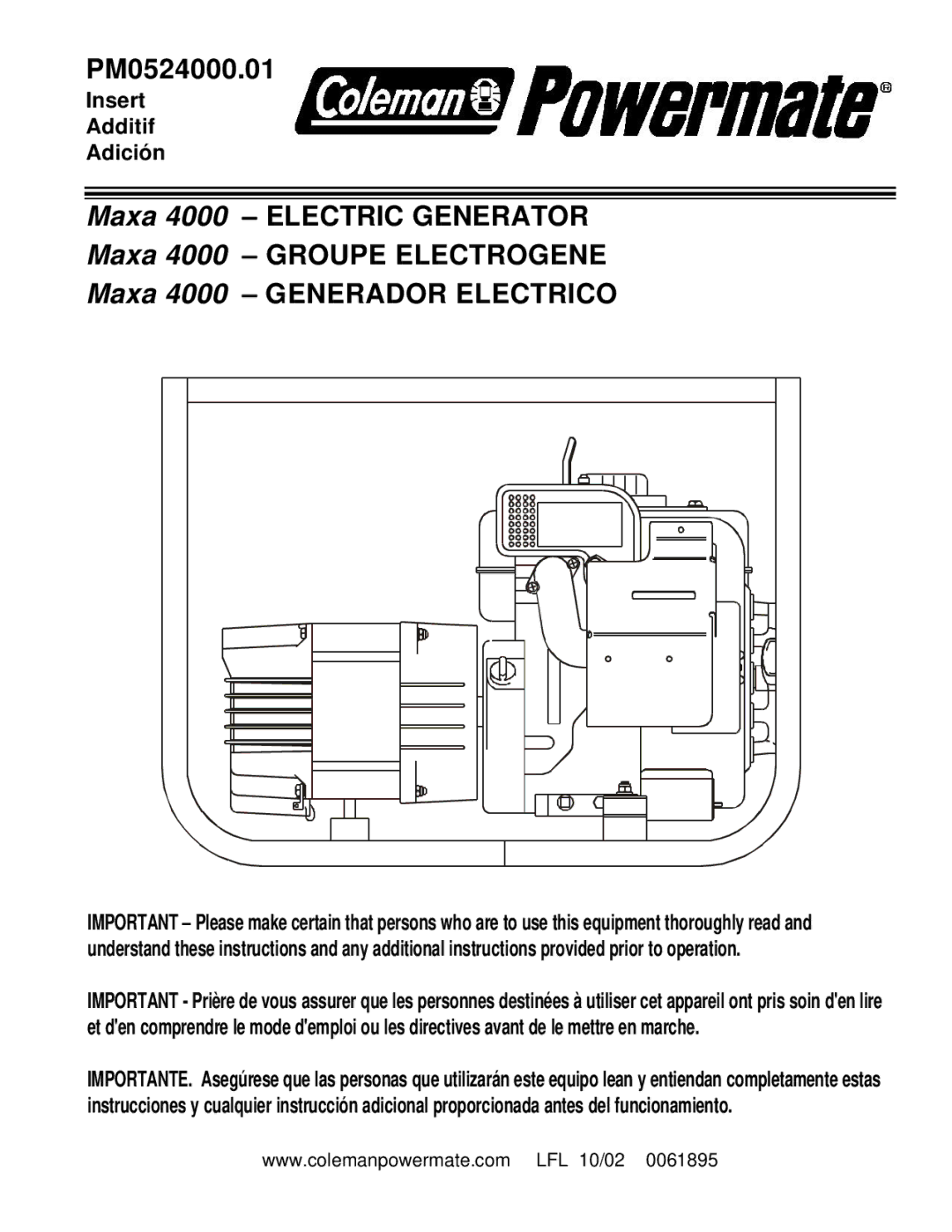 Powermate PM0524000.01 manual 