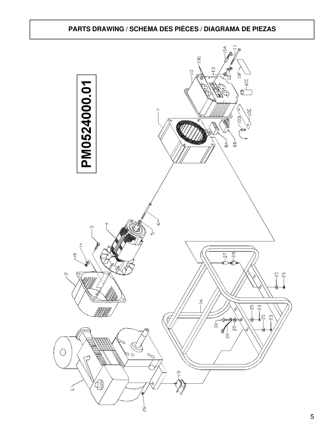 Powermate PM0524000.01 manual Parts Drawing / Schema DES Pièces / Diagrama DE Piezas 