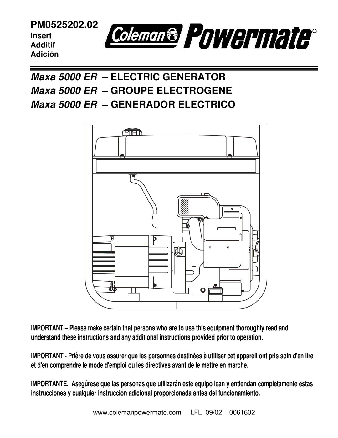 Powermate PM0525202.02 manual 