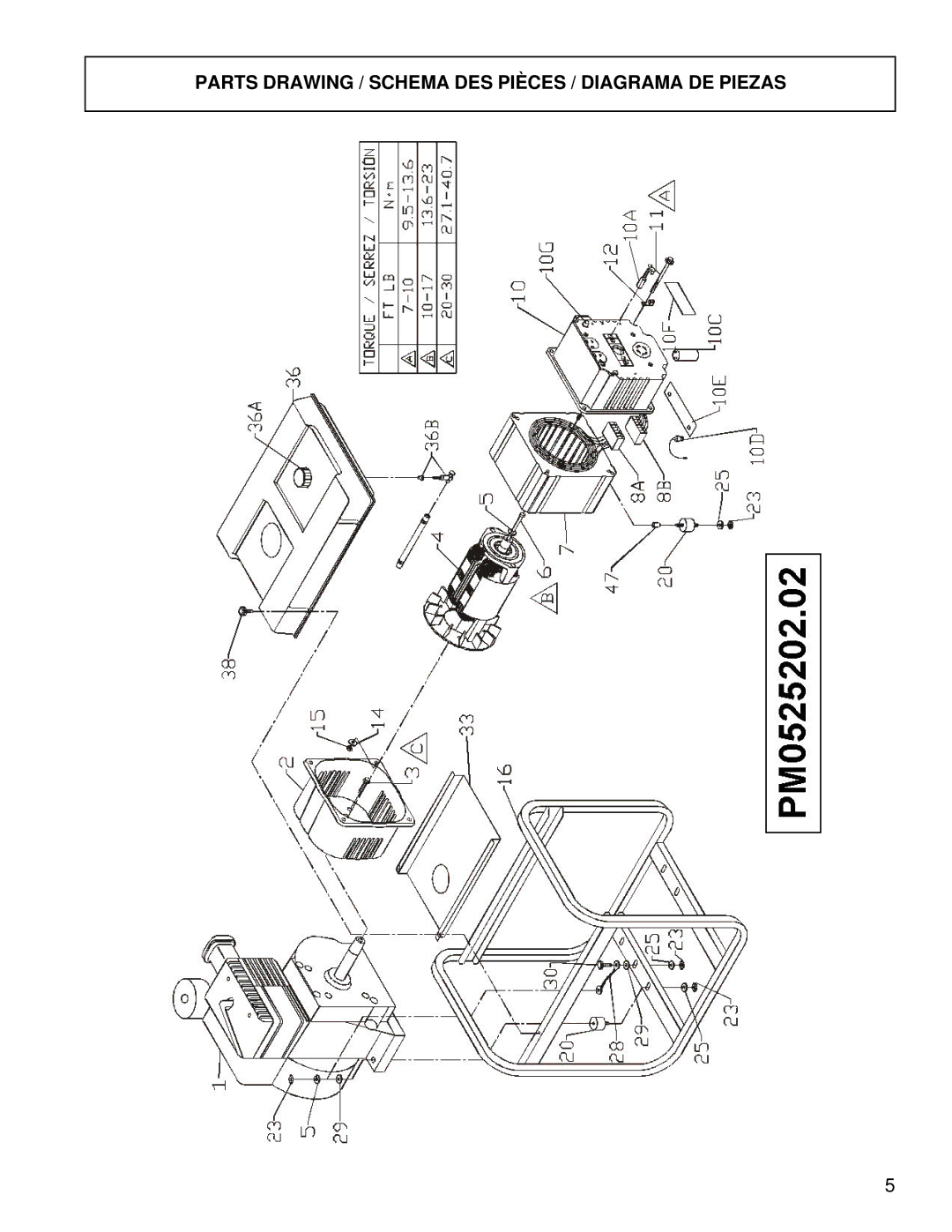 Powermate PM0525202.02 manual Parts Drawing / Schema DES Pièces / Diagrama DE Piezas 