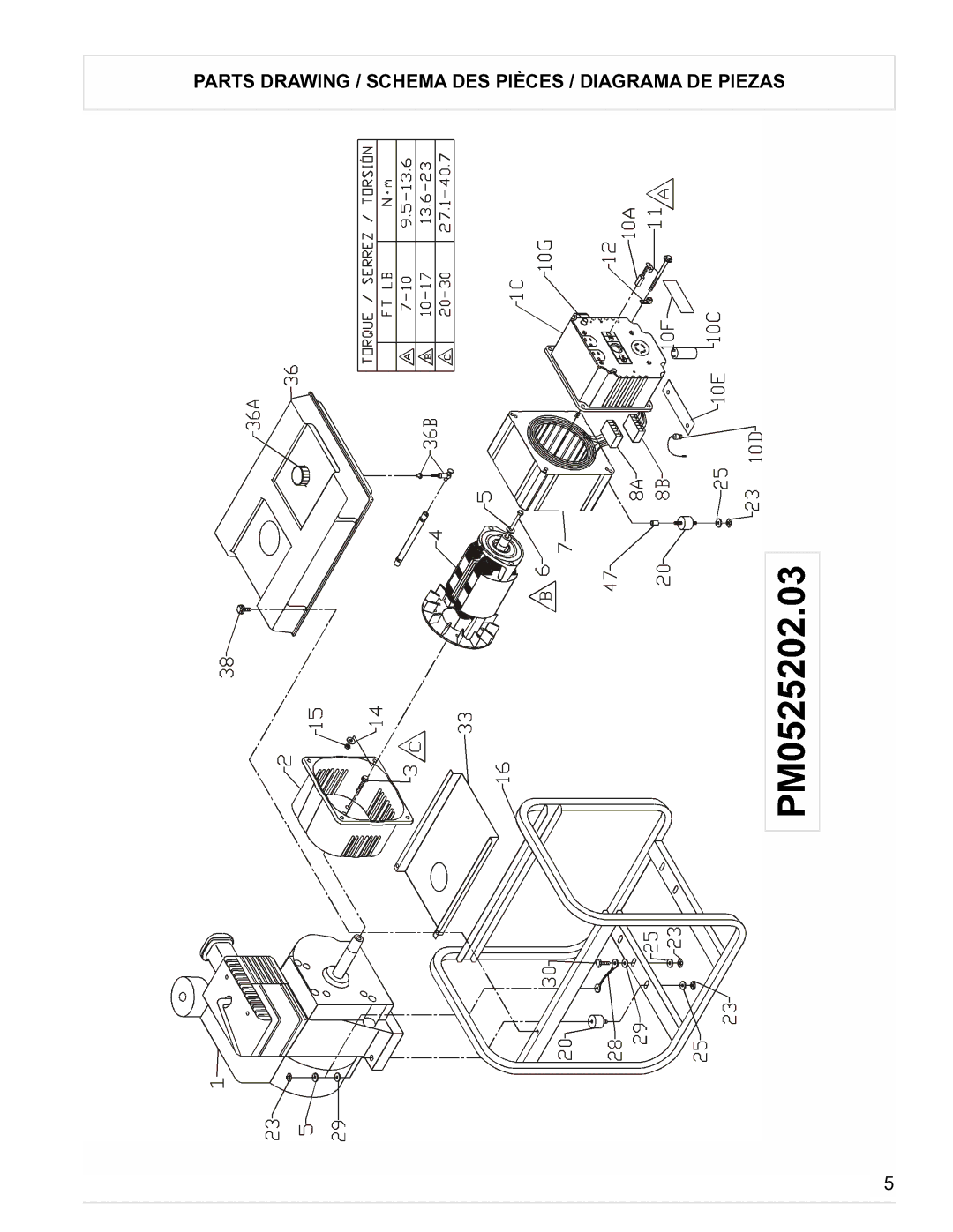 Powermate PM0525202.03 manual Parts Drawing / Schema DES Pièces / Diagrama DE Piezas 