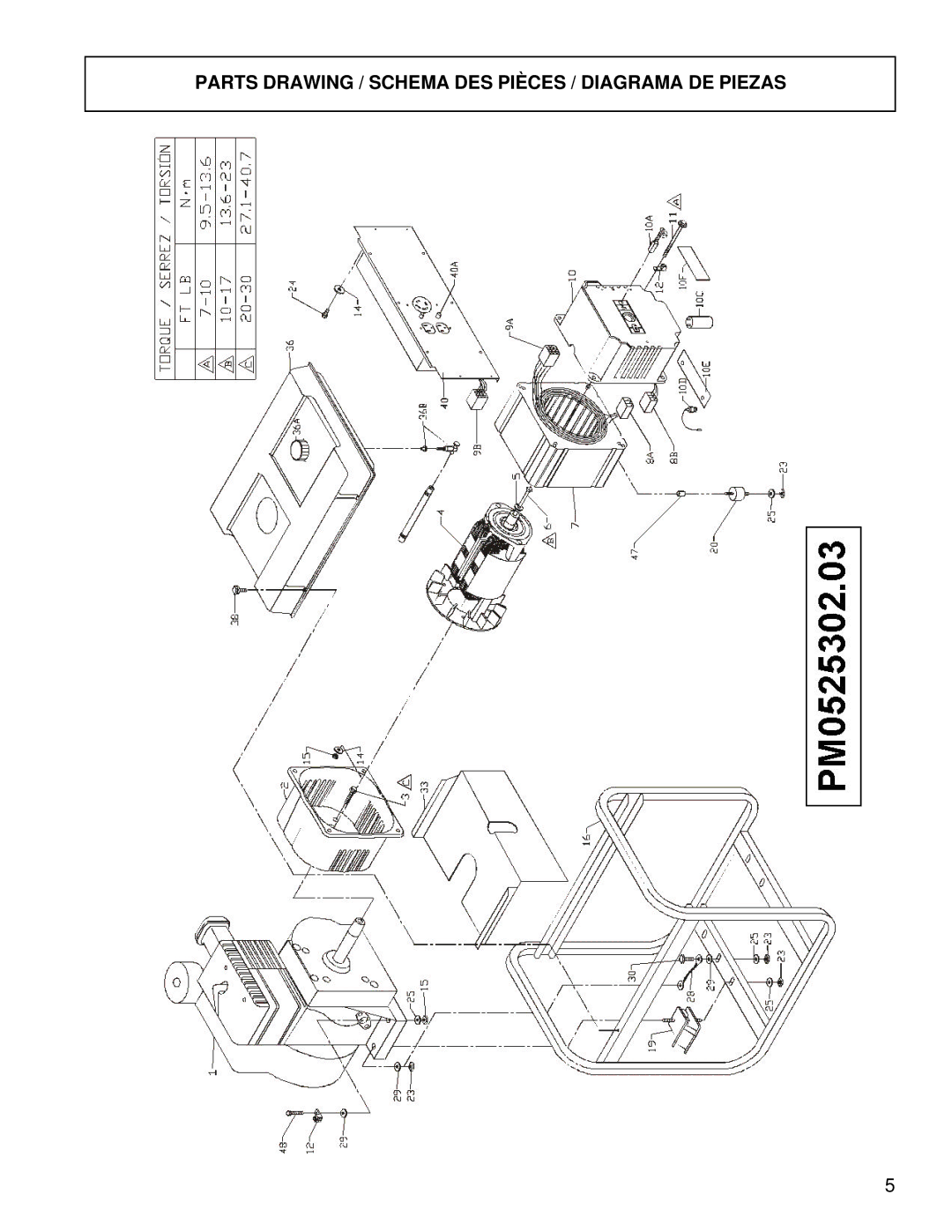 Powermate PM0525302.03 manual Parts Drawing / Schema DES Pièces / Diagrama DE Piezas 