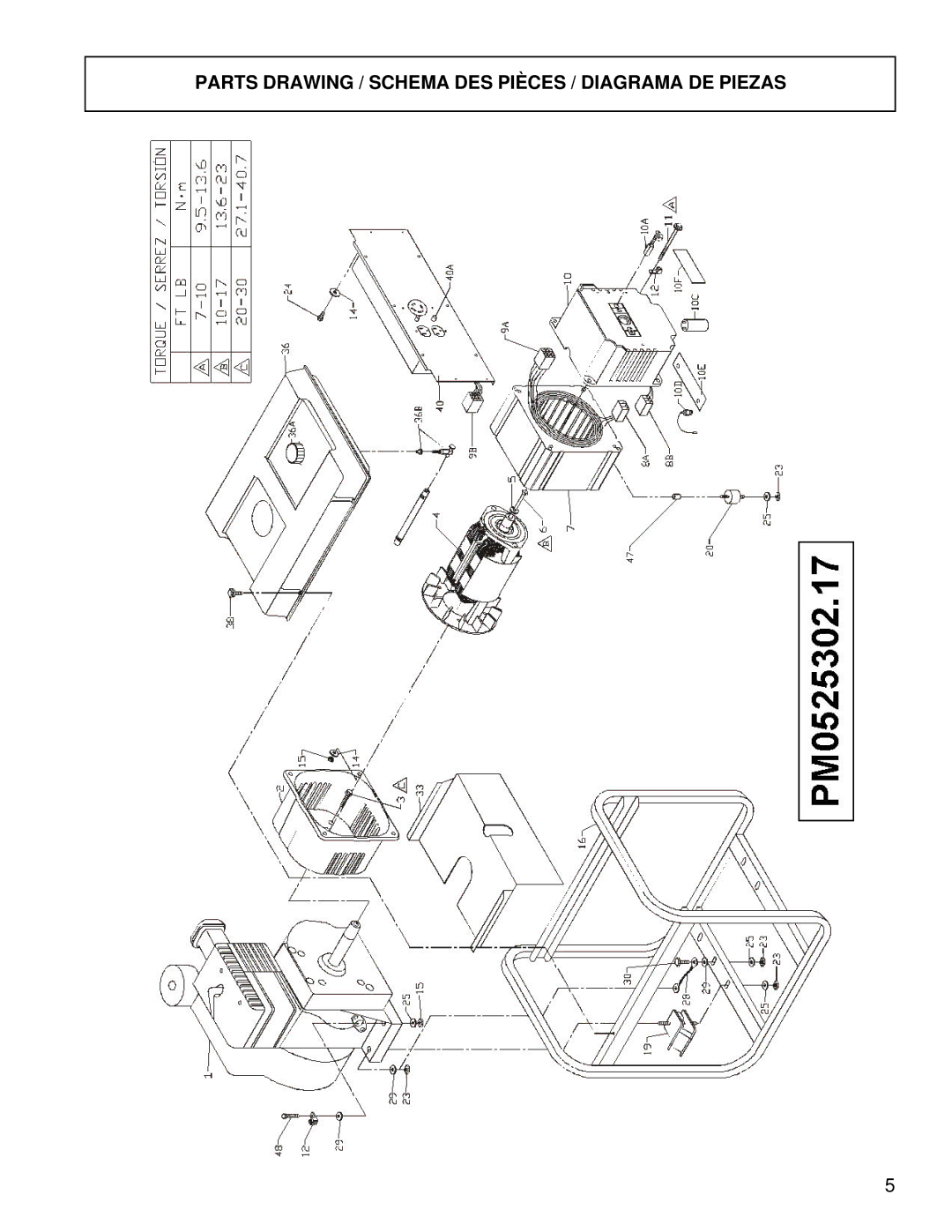 Powermate PM0525302.17 manual Parts Drawing / Schema DES Pièces / Diagrama DE Piezas 