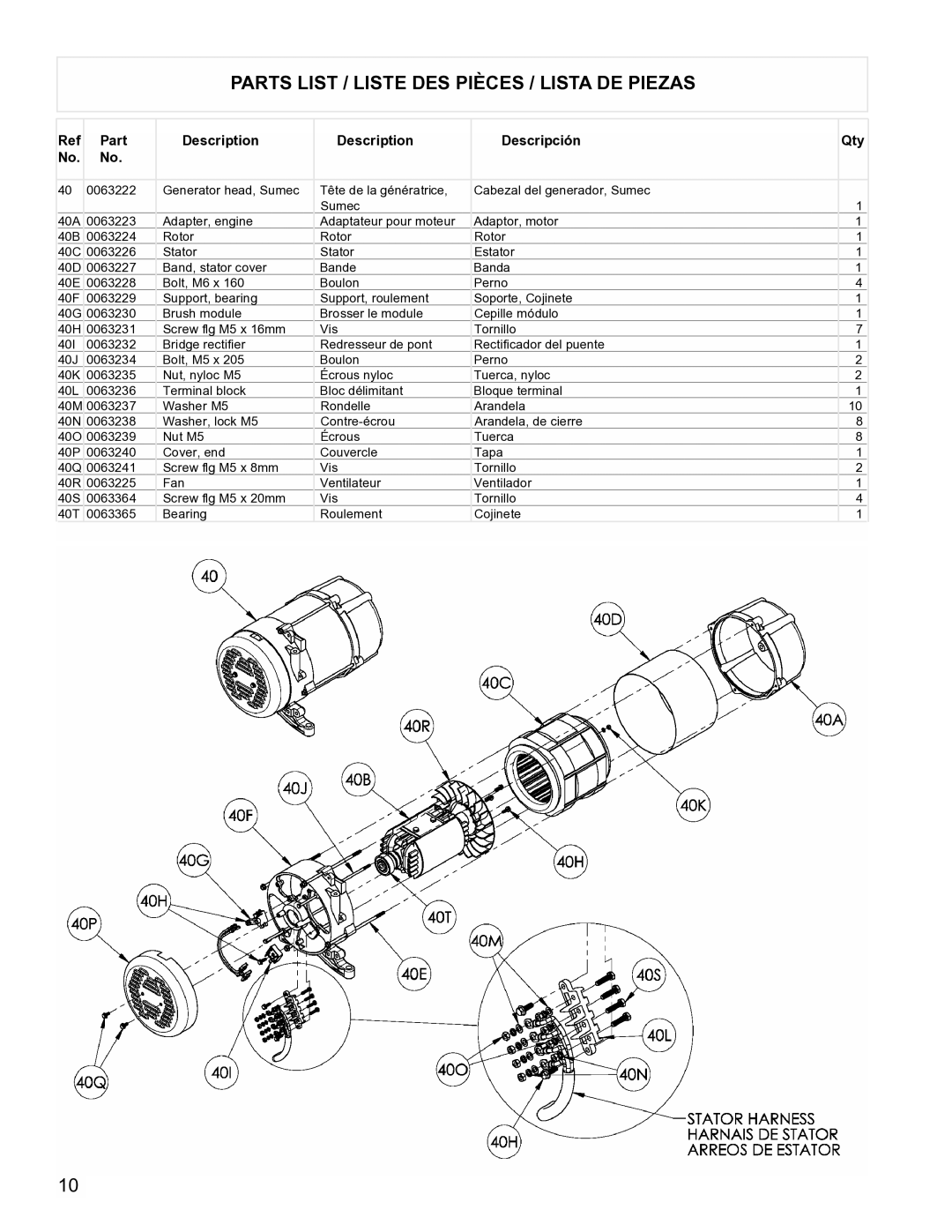 Powermate PM0525303.01 manual Parts List / Liste DES Pièces / Lista DE Piezas 