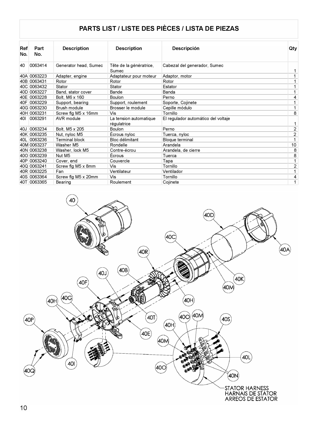 Powermate PM0525303.02 manual Parts List / Liste Des Pièces / Lista De Piezas, Description, Descripción 