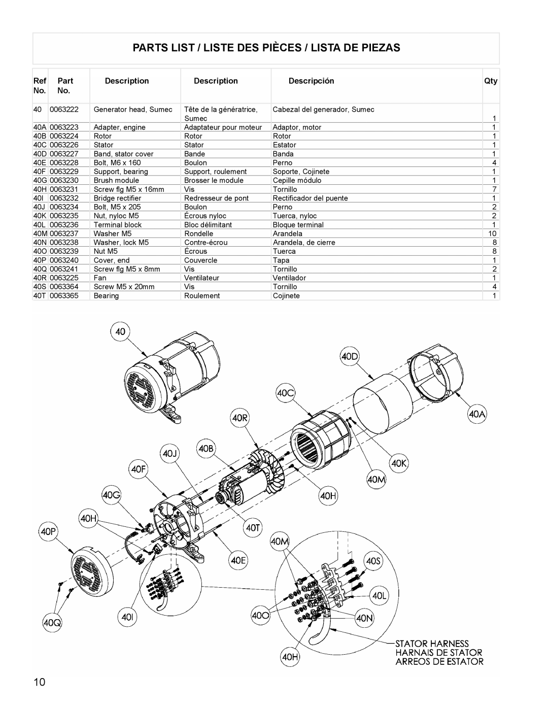 Powermate PM0525312.01 manual Parts List / Liste DES Pièces / Lista DE Piezas 