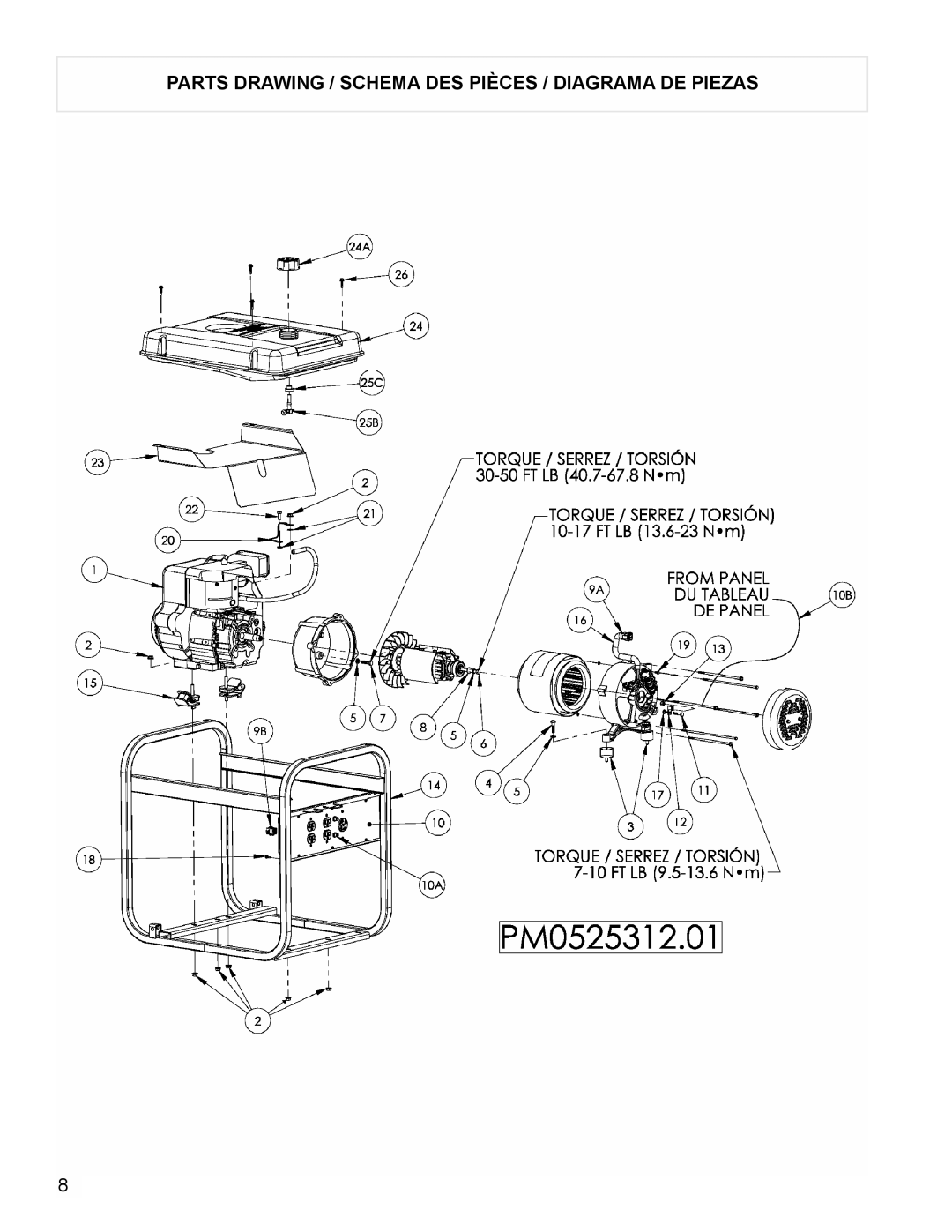 Powermate PM0525312.01 manual Parts Drawing / Schema DES Pièces / Diagrama DE Piezas 