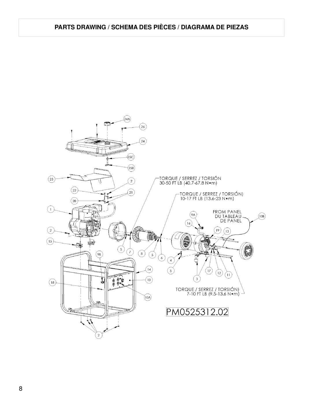 Powermate PM0525312.02 manual Parts Drawing / Schema DES Pièces / Diagrama DE Piezas 