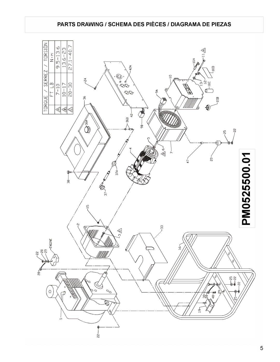 Powermate PM0525500.01 manual Parts Drawing / Schema DES Pièces / Diagrama DE Piezas 