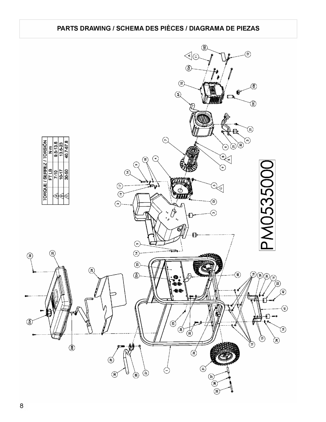 Powermate PM0535000 manual Parts Drawing / Schema DES Pièces / Diagrama DE Piezas 