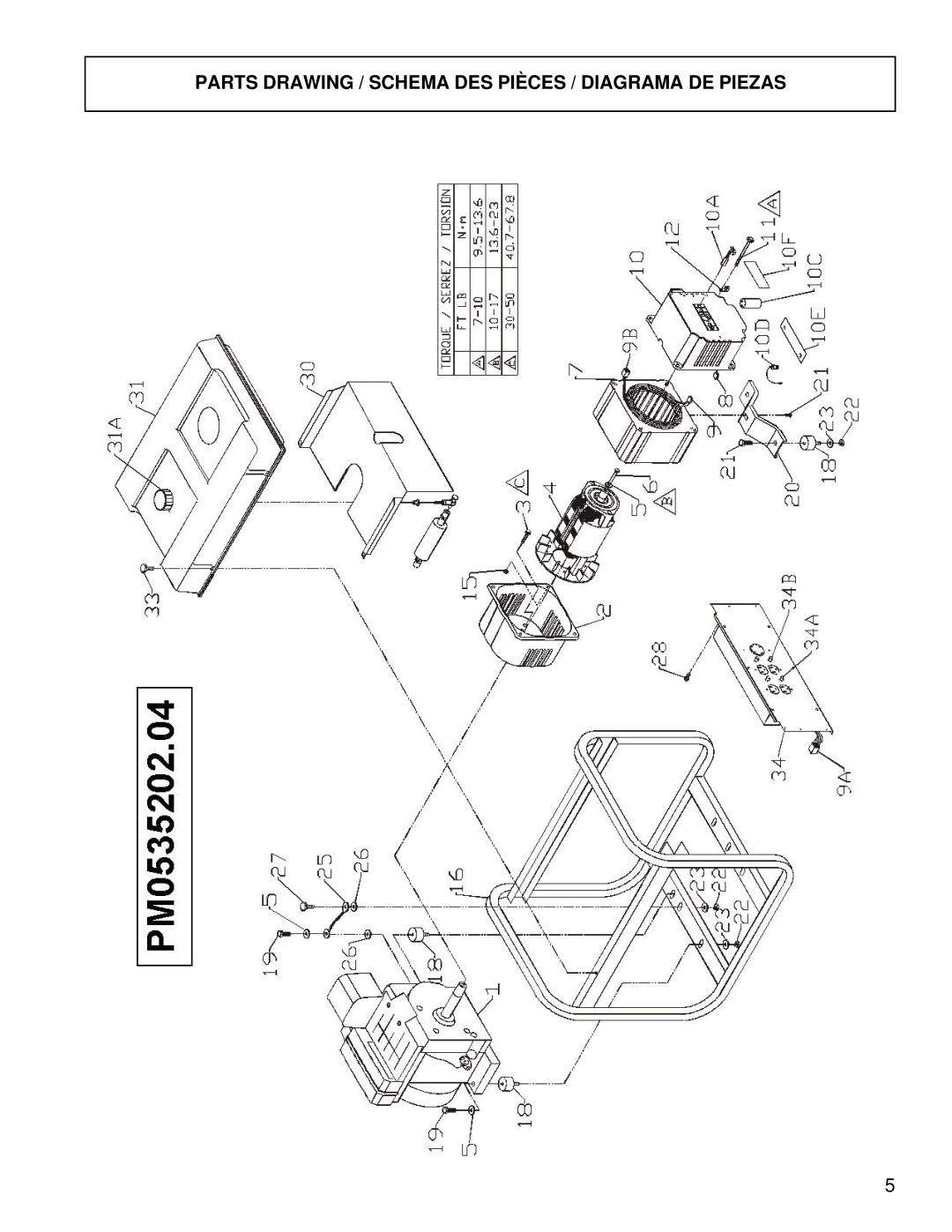 Powermate PM0535202.04 manual Parts Drawing / Schema DES Pièces / Diagrama DE Piezas 