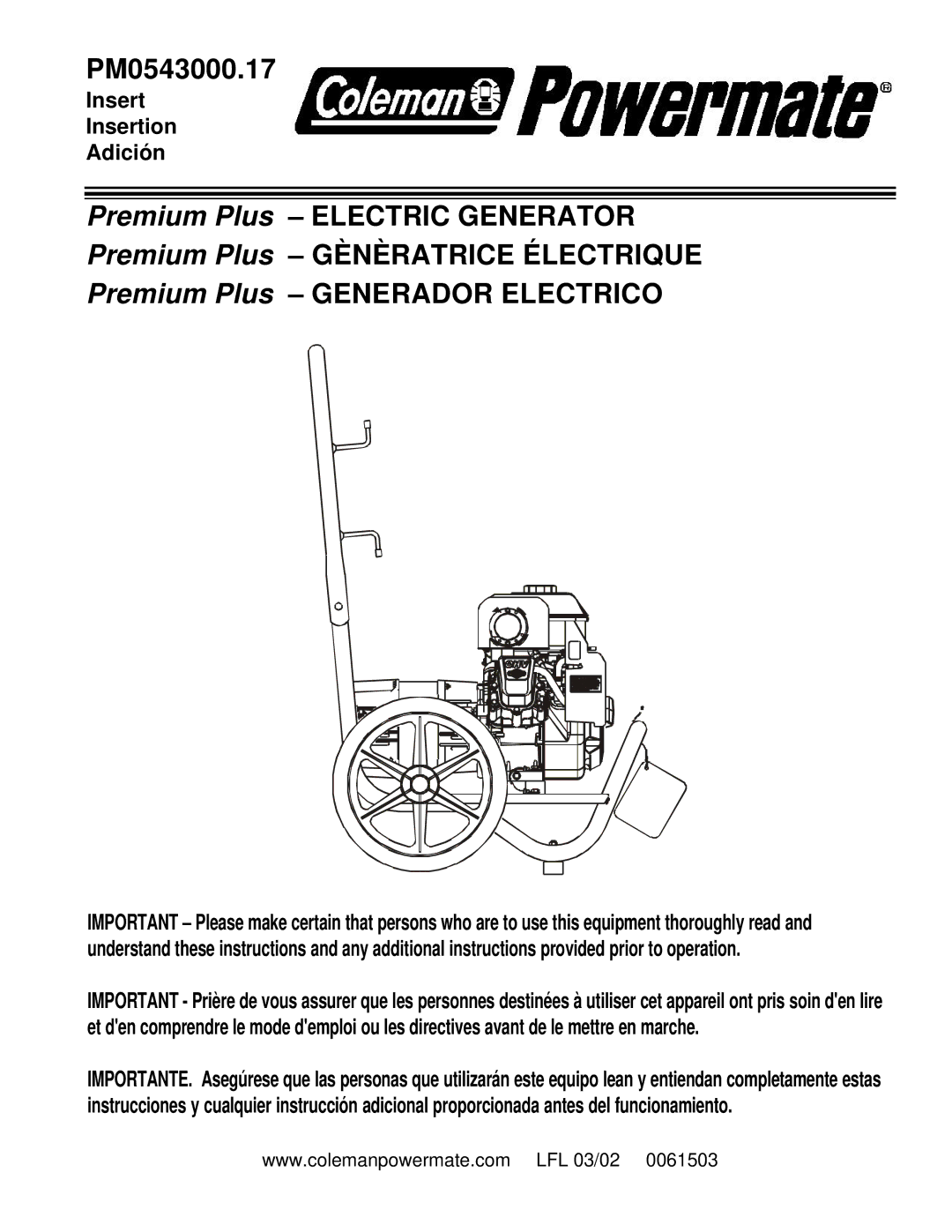 Powermate PM0543000.17 manual 