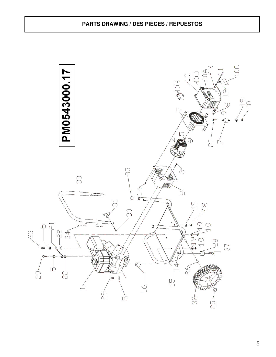 Powermate PM0543000.17 manual Parts Drawing / DES Pièces / Repuestos 