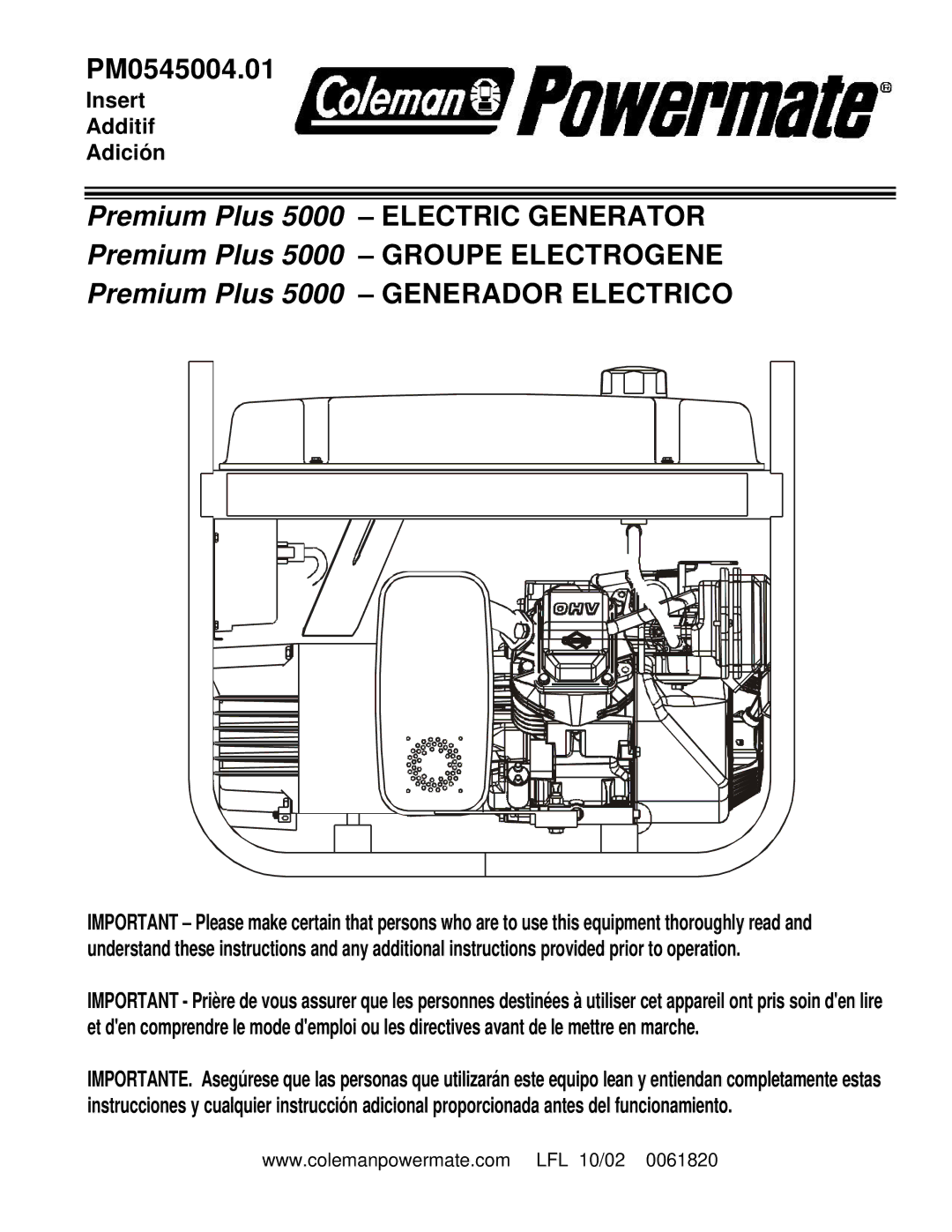 Powermate PM0545004.01 manual 