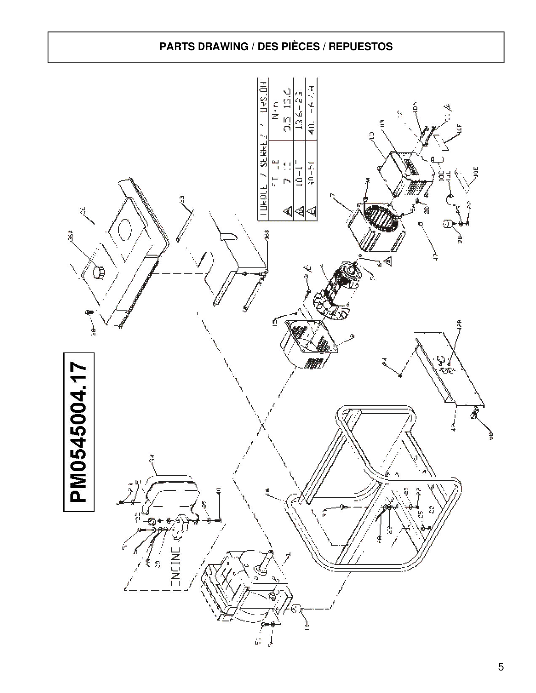 Powermate PM0545004.17 manual Parts Drawing / DES Pièces / Repuestos 