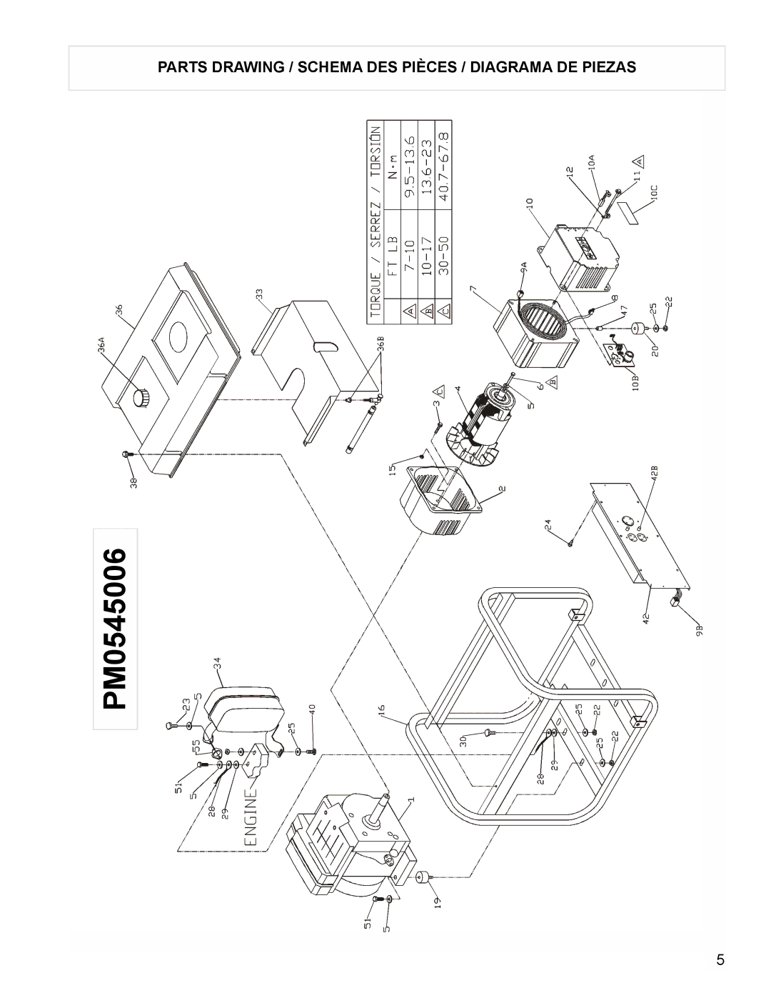 Powermate PM0545006 manual Parts Drawing / Schema DES Pièces / Diagrama DE Piezas 