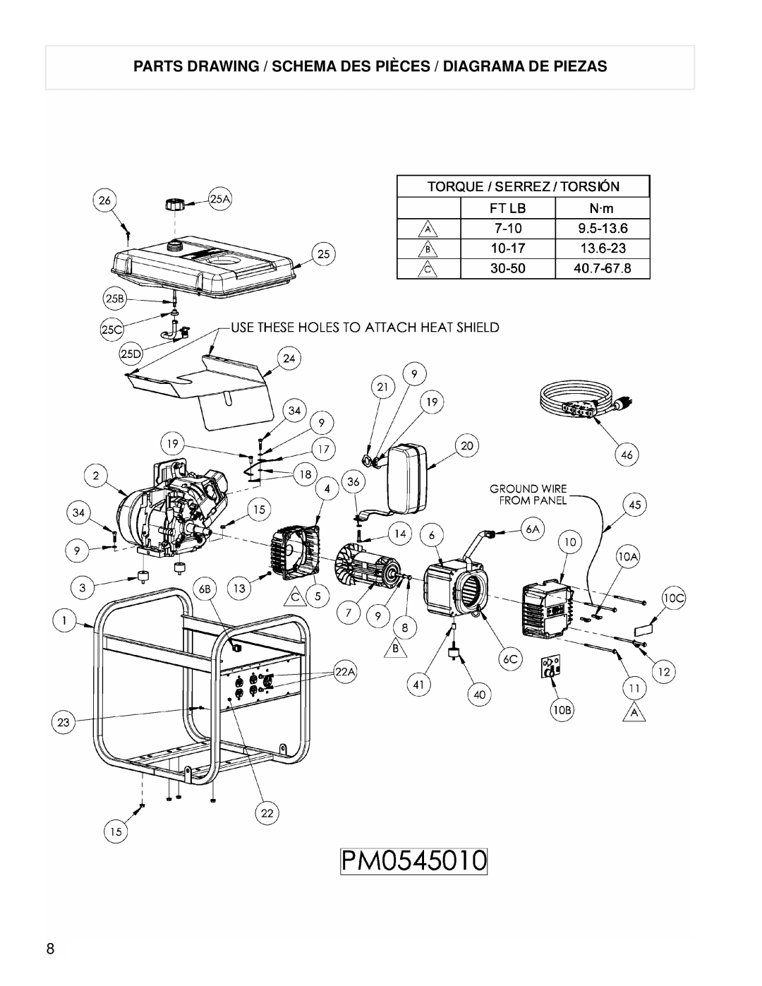 Powermate PM0545010 manual Parts Drawing / Schema DES Pièces / Diagrama DE Piezas 