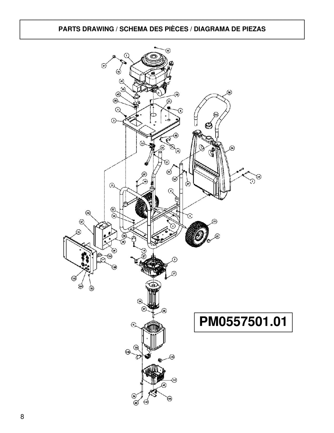 Powermate PM0557501.01 manual Parts Drawing / Schema DES Pièces / Diagrama DE Piezas 