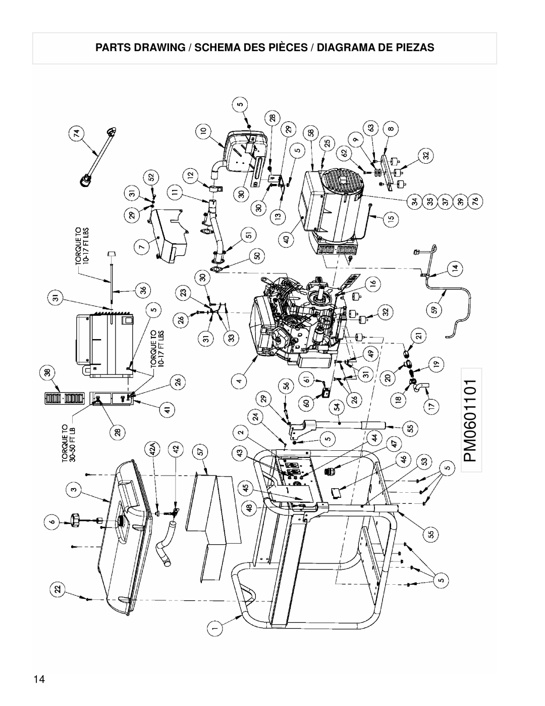 Powermate PM0601101 manual Parts Drawing / Schema DES Pièces / Diagrama DE Piezas 