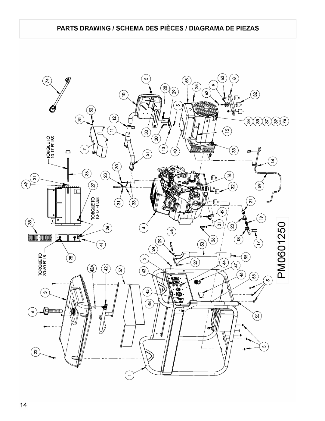 Powermate PM0601250 manual Parts Drawing / Schema DES Pièces / Diagrama DE Piezas 