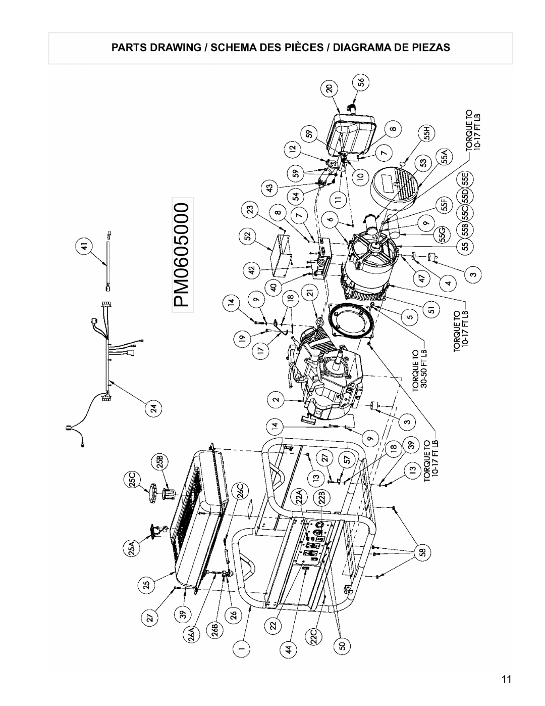 Powermate PM0605000 manual Parts Drawing / Schema DES Pièces / Diagrama DE Piezas 