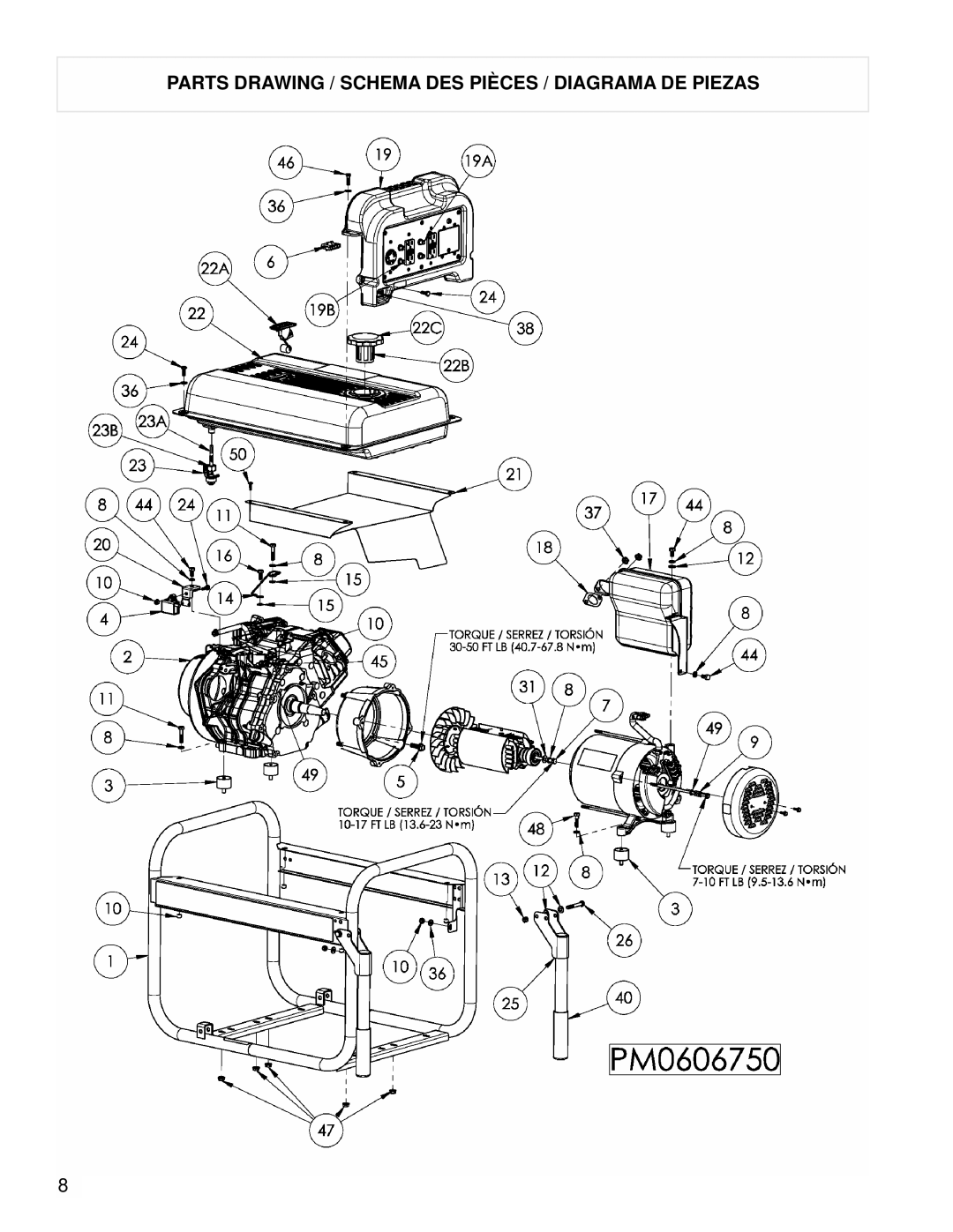 Powermate PM0606750 manual Parts Drawing / Schema DES Pièces / Diagrama DE Piezas 