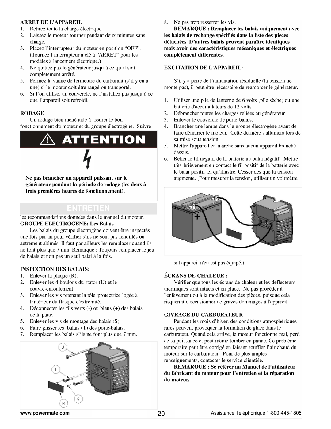 Powermate PM0645500 manual Entretien 