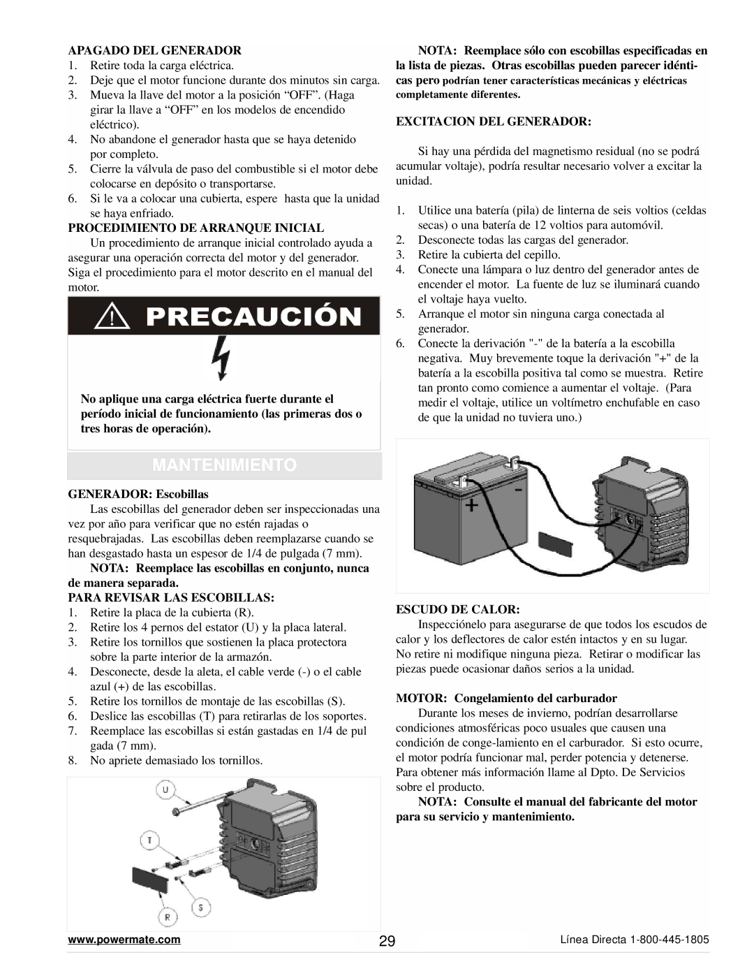 Powermate PM0645500 manual Mantenimiento 