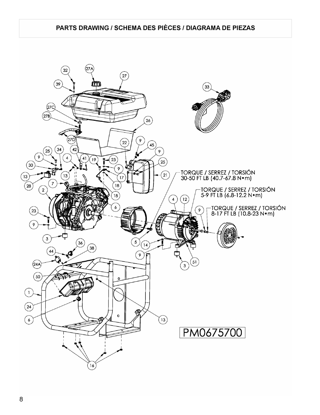 Powermate PM0675700 manual Parts Drawing / Schema DES Pièces / Diagrama DE Piezas 