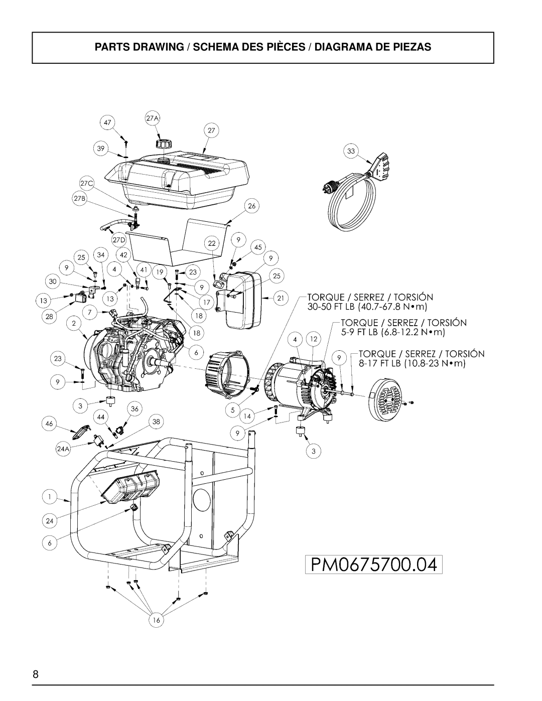 Powermate PM0675700.04 manual Parts Drawing / Schema DES Pièces / Diagrama DE Piezas 