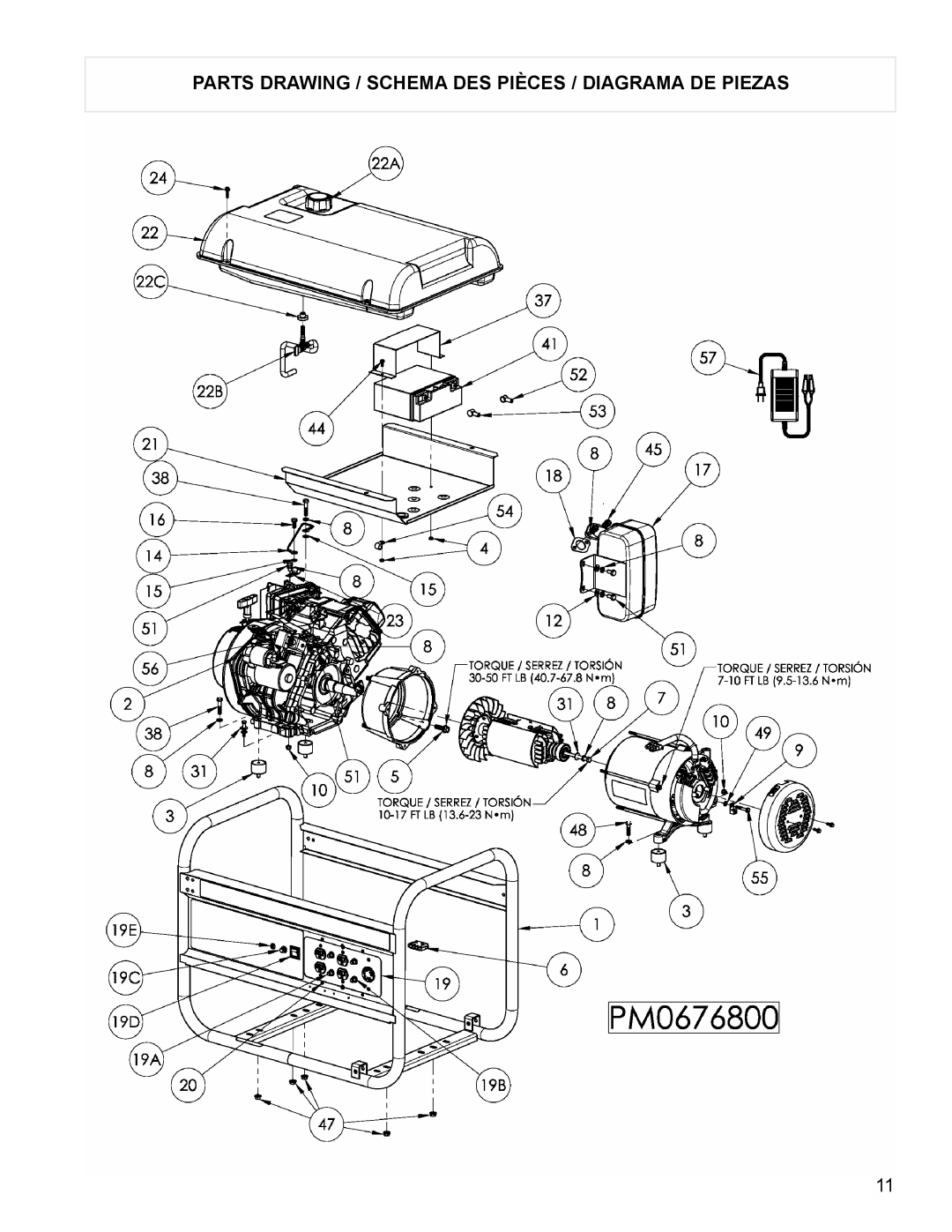 Powermate PM0676800 manual Parts Drawing / Schema DES Pièces / Diagrama DE Piezas 