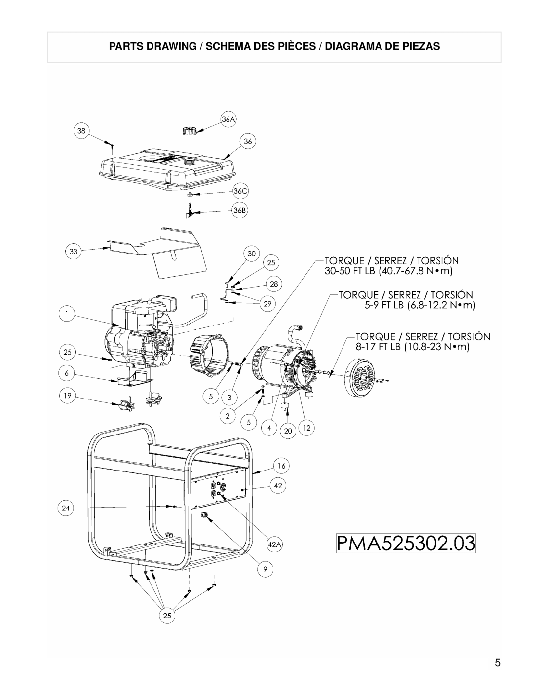 Powermate PMA525302.03 manual Parts Drawing / Schema DES Pièces / Diagrama DE Piezas 