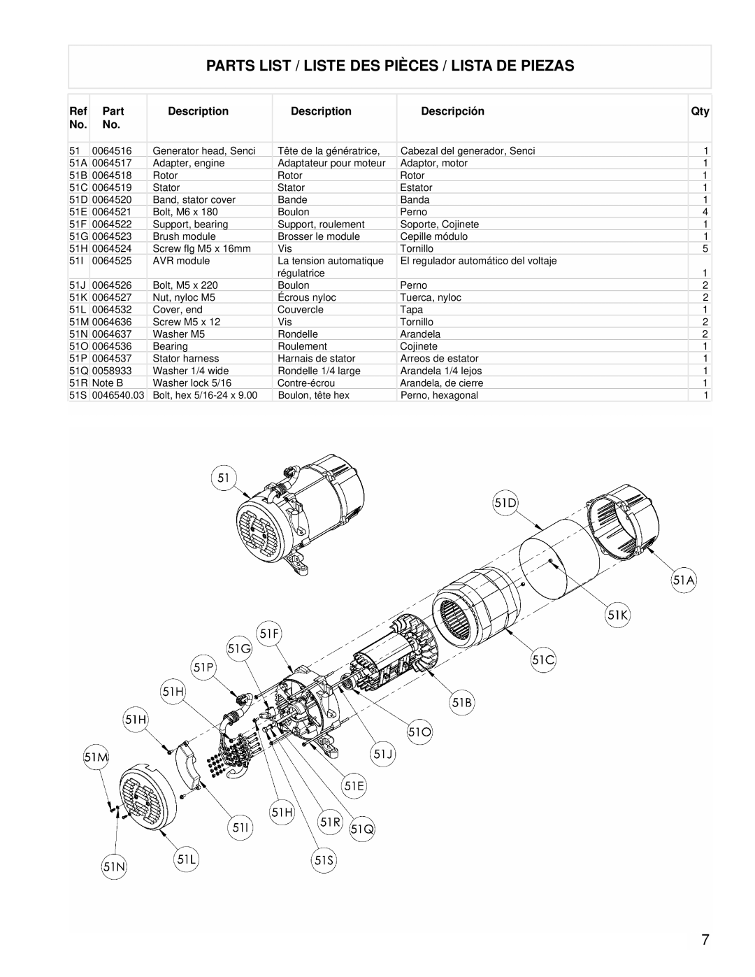 Powermate PMA525302.03 manual Parts List / Liste DES Pièces / Lista DE Piezas 