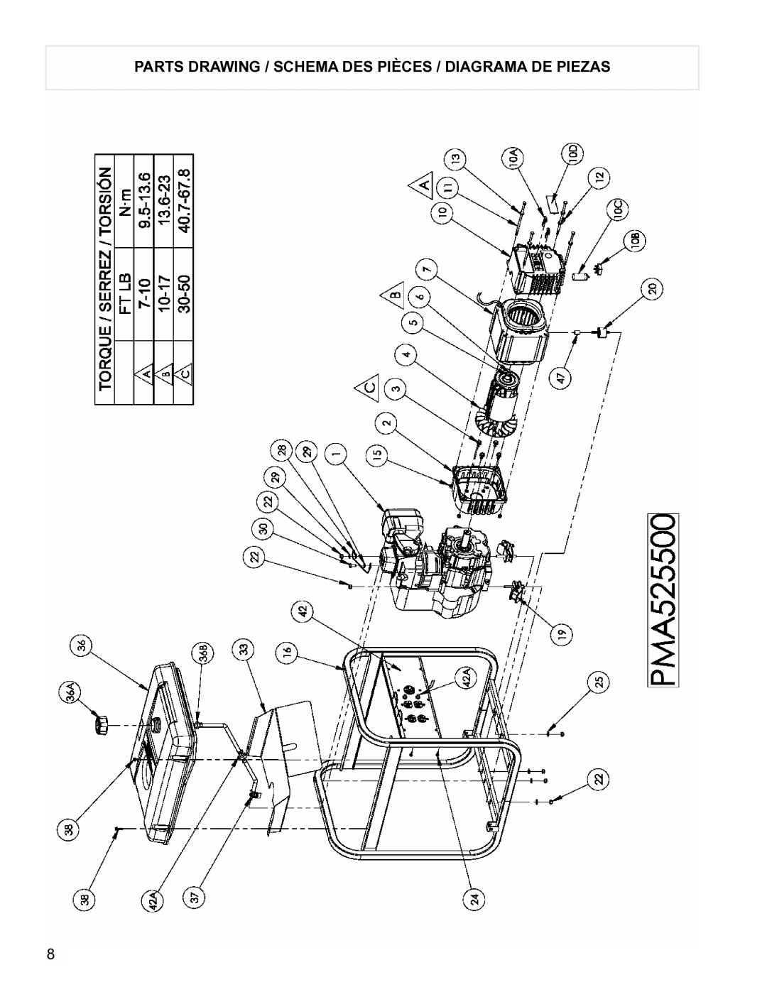 Powermate PMA525500 manual Parts Drawing / Schema DES Pièces / Diagrama DE Piezas 