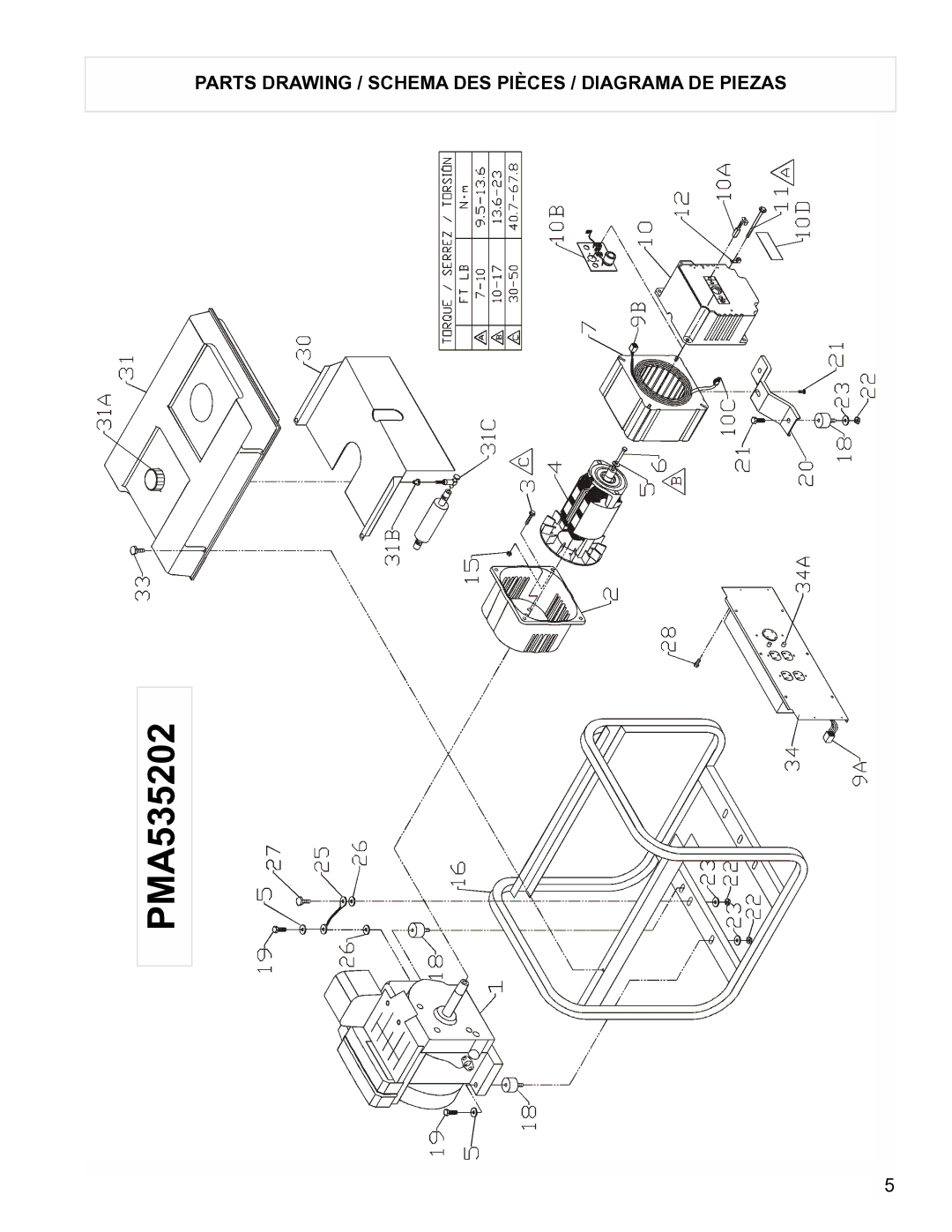 Powermate PMA535202 manual Parts Drawing / Schema DES Pièces / Diagrama DE Piezas 