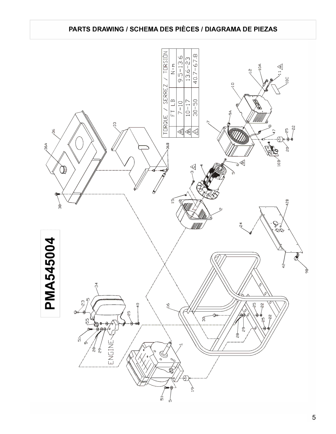 Powermate PMA545004 manual Parts Drawing / Schema DES Pièces / Diagrama DE Piezas 