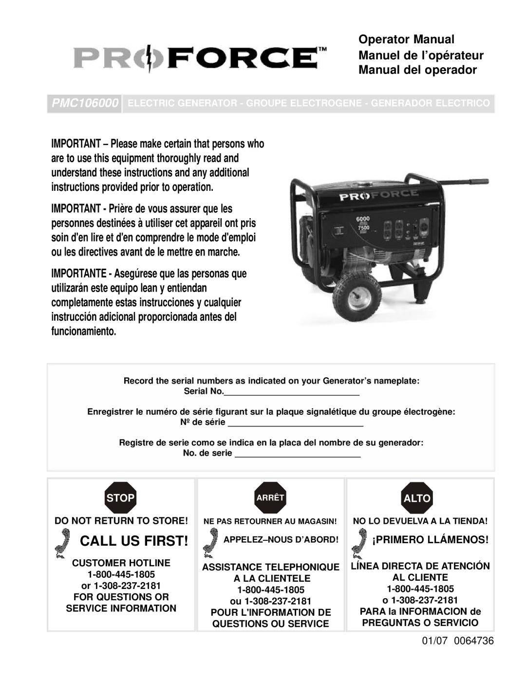 Powermate PMC106000 manual Stop, Alto 