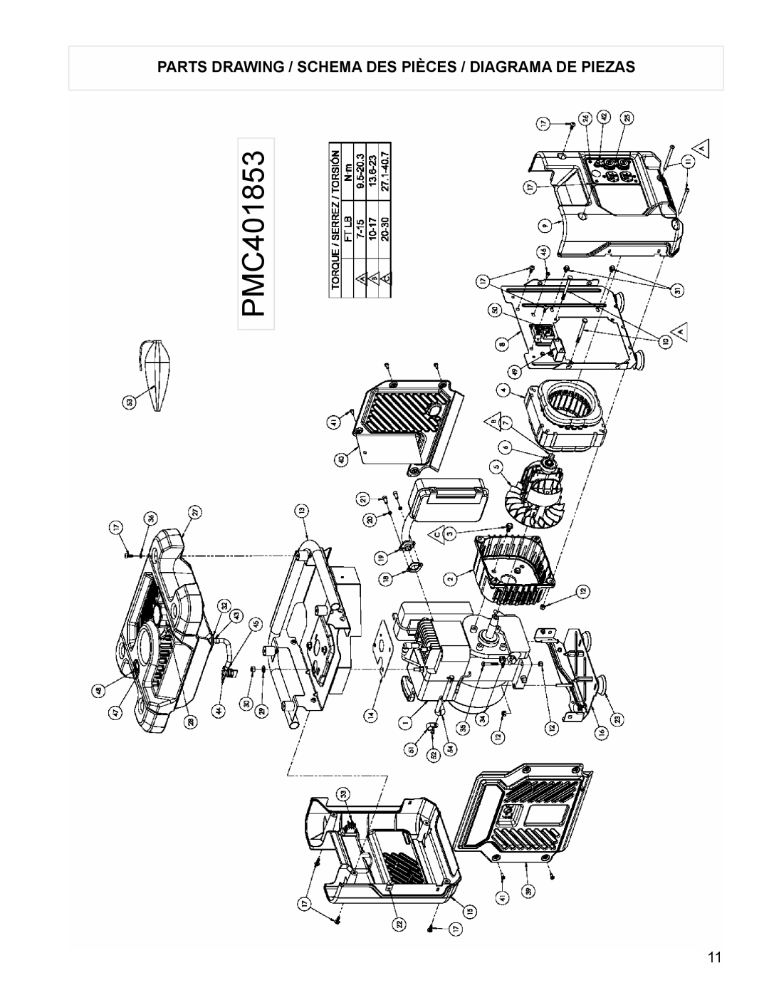 Powermate PMC401853 manual Parts Drawing / Schema DES Pièces / Diagrama DE Piezas 