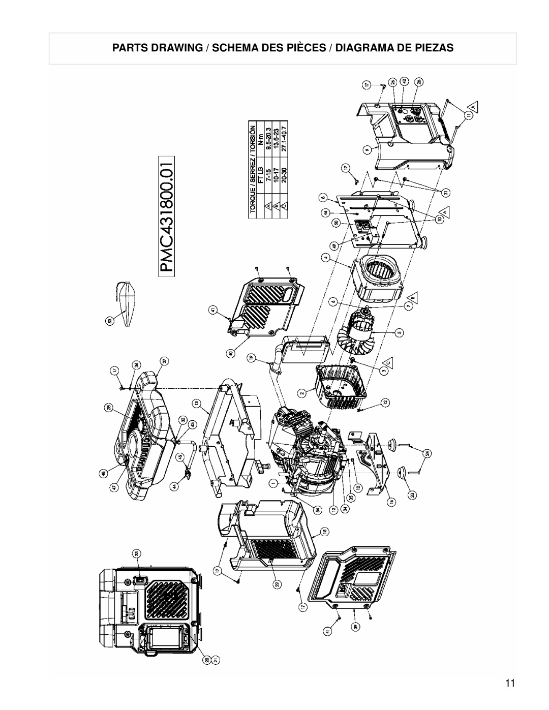 Powermate PMC431800.01 manual Parts Drawing / Schema DES Pièces / Diagrama DE Piezas 