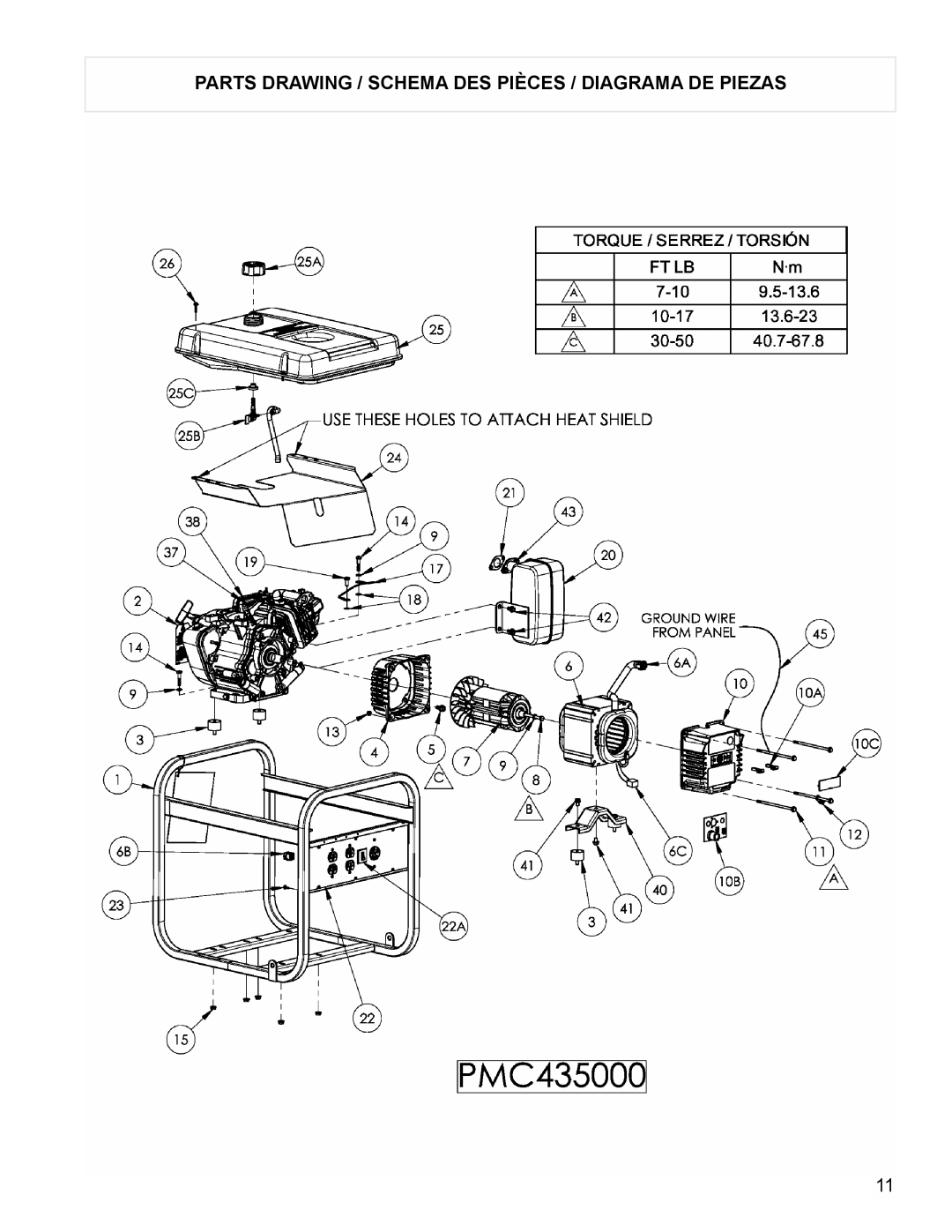 Powermate PMC435000 manual Parts Drawing / Schema DES Pièces / Diagrama DE Piezas 