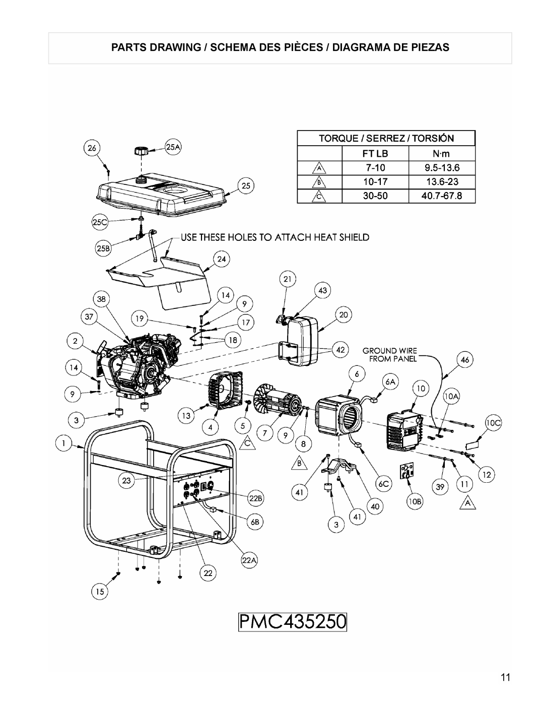 Powermate PMC435250 manual Parts Drawing / Schema DES Pièces / Diagrama DE Piezas 