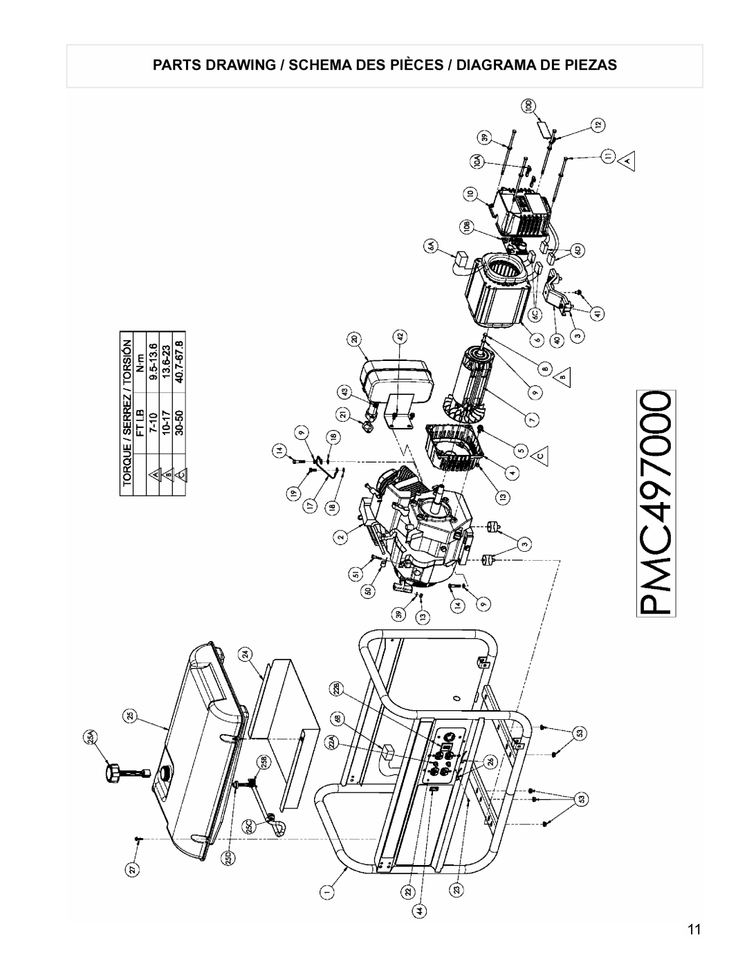 Powermate PMC497000 manual Parts Drawing / Schema DES Pièces / Diagrama DE Piezas 