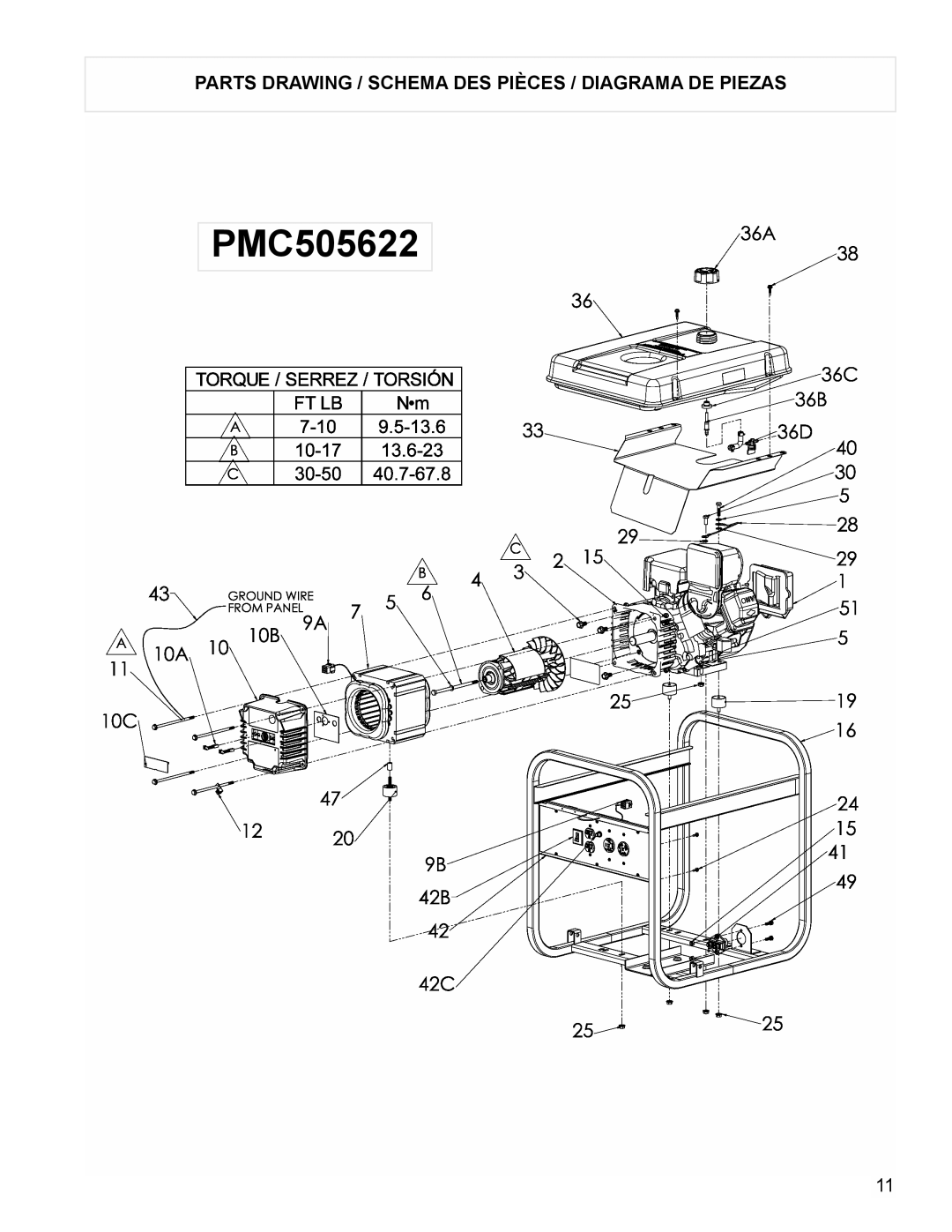 Powermate PMC505622 manual Parts Drawing / Schema DES Pièces / Diagrama DE Piezas 